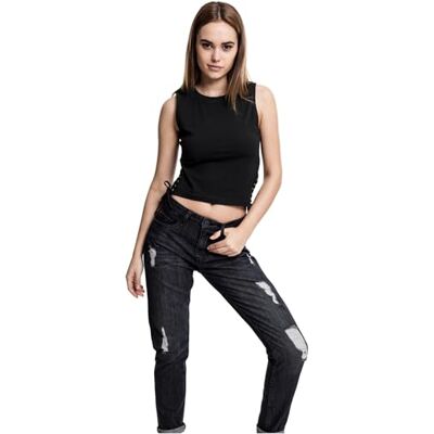 Urban Classics Ladies Lace Up Cropped Top Top zwart XS Urban Classics Ladies Lace Up Cropped Top Top zwart XS