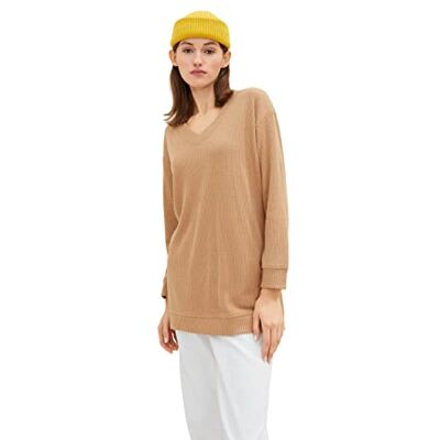 Tom Tailor Denim Dames Sweatshirt met lange mouwen en geribbelde structuur 1034846, 30729 Cinnamon Brown, XL Tom Tailor Denim Dames Sweatshirt met lange mouwen en geribbelde structuur 1034846, 30729 Cinnamon Brown, XL