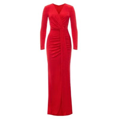 Swing Fashion Lange rode avondjurk in getailleerde snit met hartvormige hals en draperingen op de heupen Hilary maat 38, rood, 38 Swing Fashion Lange rode avondjurk in getailleerde snit met hartvormige hals en draperingen op de heupen Hilary maat 38, rood, 38