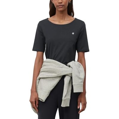 Marc O'Polo 51195 dames Dames T-shirt met kleine logo-print, comfortabel bovendeel van biologisch katoen, elegant shirt met korte mouwen voor vrouwen Marc O'Polo 51195 dames Dames T-shirt met kleine logo-print, comfortabel bovendeel van biologisch katoen, elegant shirt met korte mouwen voor vrouwen