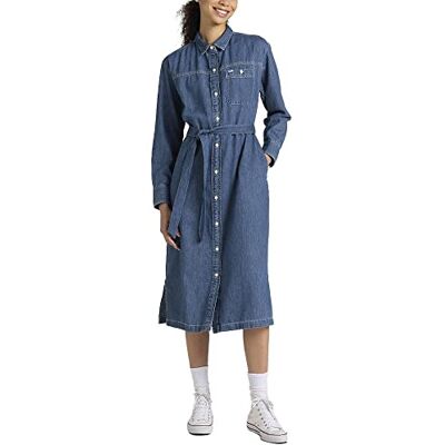 Lee Dames Essential Dress Jurk, Dipped Blue, L Lee Dames Essential Dress Jurk, Dipped Blue, L