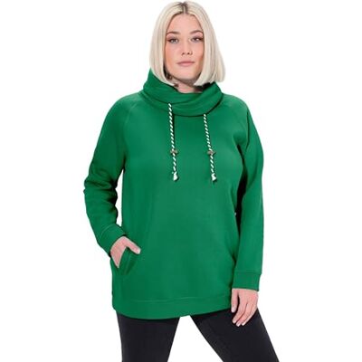 Ulla Popken Dames Basic tweekleurig koord sweatshirt, smaragdgroen, regular, smaragdgroen, 46-48 Ulla Popken Dames Basic tweekleurig koord sweatshirt, smaragdgroen, regular, smaragdgroen, 46-48