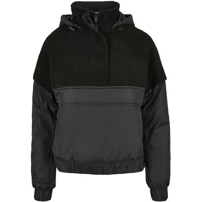 Urban Classics Sherpa Mix Pull Overjas voor dames, zwart/zwart, S Urban Classics Sherpa Mix Pull Overjas voor dames, zwart/zwart, S