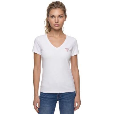 GUESS Mini Triangle T-shirt voor dames, V-hals GUESS Mini Triangle T-shirt voor dames, V-hals