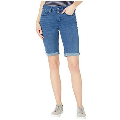 NYDJ Women's Briella Roll Cuff Jean Long Slimming Denim Shorts, Nevin, 4 NYDJ Women's Briella Roll Cuff Jean Long Slimming Denim Shorts, Nevin, 4