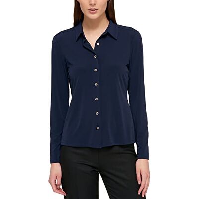 Tommy Hilfiger Dames top met lange mouwen en kraag en knopen aan de voorkant, Middernacht, S Tommy Hilfiger Dames top met lange mouwen en kraag en knopen aan de voorkant, Middernacht, S