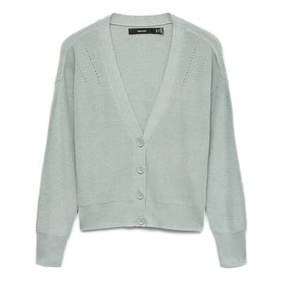VERO MODA Dames Vmnewlexsun Ls Short V-hals Car Ga Noos gebreide jas, Gray Mist, XL VERO MODA Dames Vmnewlexsun Ls Short V-hals Car Ga Noos gebreide jas, Gray Mist, XL