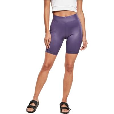 Urban Classics Dames wielerbroek dames imitatie leren fietsshorts, knielange leggings voor vrouwen in 3 trendy kleurvarianten, maten XS 5XL, donker duskviolet, XL Urban Classics Dames wielerbroek dames imitatie leren fietsshorts, knielange leggings voor vrouwen in 3 trendy kleurvarianten, maten XS 5XL, donker duskviolet, XL