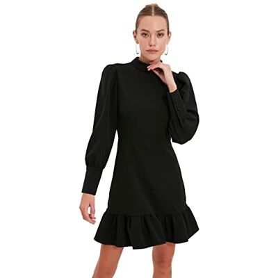 Trendyol Zwarte Steep Collar Volume Jurk dames casual jurk Trendyol Zwarte Steep Collar Volume Jurk dames casual jurk