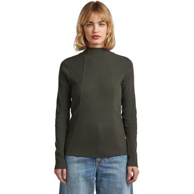 G-STAR RAW A lijn Slim Rib Mock t ls wmn, grijs (Asfalt D26905-e136-995), XXS G-STAR RAW A lijn Slim Rib Mock t ls wmn, grijs (Asfalt D26905-e136-995), XXS