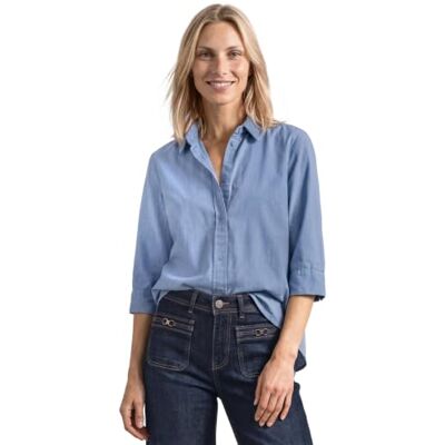 Street One Hemdblouse met 3/4 mouwen met corduroy mix, noordblauw, maat 40 Street One Hemdblouse met 3/4 mouwen met corduroy mix, noordblauw, maat 40