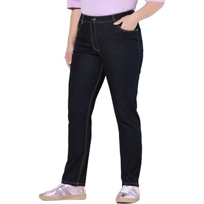 Ulla Popken Damesjeans, Mia Casual Pants, donkerblauw (dark blue denim), 47W / 32L Ulla Popken Damesjeans, Mia Casual Pants, donkerblauw (dark blue denim), 47W / 32L