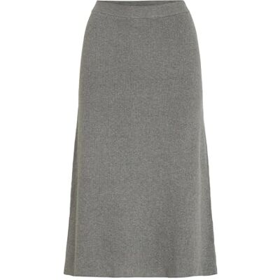 VILA Vrouwelijke midirok gebreid, Medium grijs (grey melange), S VILA Vrouwelijke midirok gebreid, Medium grijs (grey melange), S