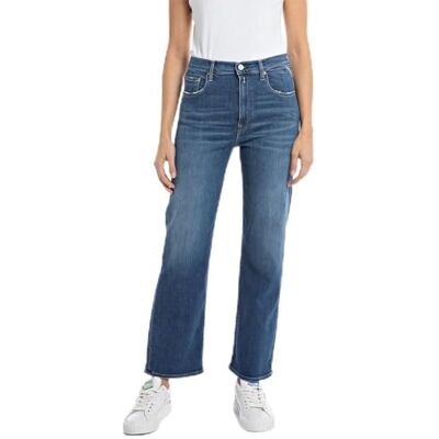 Replay Reyne High Waist Wide Leg Jeans voor dames, 009, medium blue., 25W x 28L Replay Reyne High Waist Wide Leg Jeans voor dames, 009, medium blue., 25W x 28L