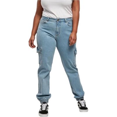 Urban Classics dames Broek Dames Organic Stretch Denim Cargo Broek Urban Classics dames Broek Dames Organic Stretch Denim Cargo Broek