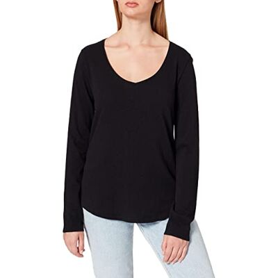 Marc O'Polo Denim damesshirt met lange mouwen van biologisch katoen met V-hals, zwart, S Marc O'Polo Denim damesshirt met lange mouwen van biologisch katoen met V-hals, zwart, S