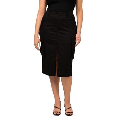 Ulla Popken Cargorock, Utility-stijl, tassen, Lyocell-mix rok, zwart, 52/Grote Maten Ulla Popken Cargorock, Utility-stijl, tassen, Lyocell-mix rok, zwart, 52/Grote Maten