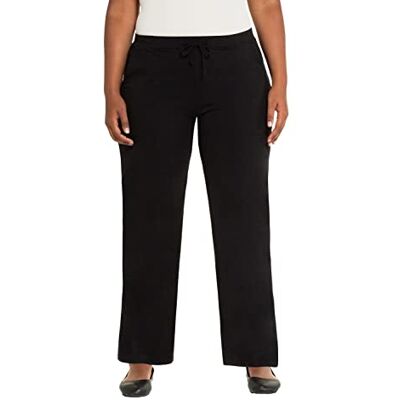 Ulla Popken Womenswear Plus Size Curvy Stretch Katoen Gebreide Trekkoord Elastische Taille Pocket Broek 701114, Zwart, 32 Regular Ulla Popken Womenswear Plus Size Curvy Stretch Katoen Gebreide Trekkoord Elastische Taille Pocket Broek 701114, Zwart, 32 Regular