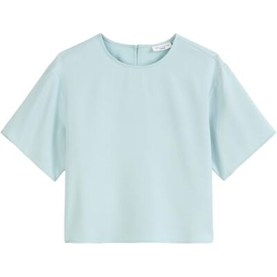 Marc O'Polo Marc OPolo Denim damesblouse met korte mouwen en ronde hals, cropped, 5501, XL Marc O'Polo Marc OPolo Denim damesblouse met korte mouwen en ronde hals, cropped, 5501, XL