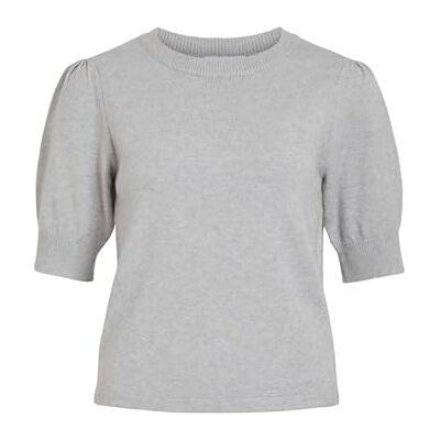 VILA Vrouwelijke gebreide top VIRIL korte mouwen, lichtgrijs gem., XXL VILA Vrouwelijke gebreide top VIRIL korte mouwen, lichtgrijs gem., XXL