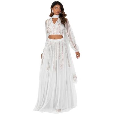 Maya Deluxe Traditionele Indiase jurk voor dames, outfit, Lengha Choli Lehenga Saree rok en top Dupatta Coord set voor bruiloftsgast top rok Coord (pak van 1) Maya Deluxe Traditionele Indiase jurk voor dames, outfit, Lengha Choli Lehenga Saree rok en top Dupatta Coord set voor bruiloftsgast top rok Coord (pak van 1)