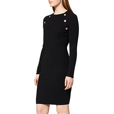 Morgan Nauwsluitende trui-jurk met decoratieve knopen, Zwart, XL Morgan Nauwsluitende trui-jurk met decoratieve knopen, Zwart, XL