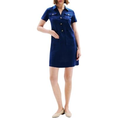 Caroll Linnen jurk voor dames, Estate Blue, 40 Caroll Linnen jurk voor dames, Estate Blue, 40