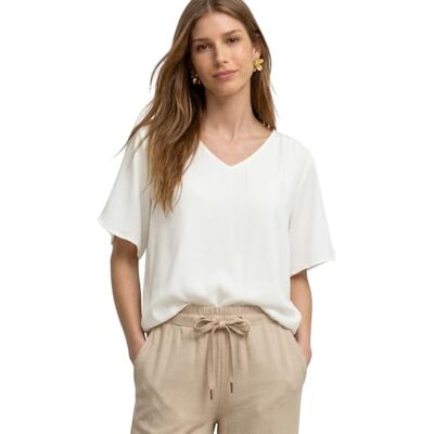 Street One Blouse shirt met korte mouwen met V-hals Off White 36 Street One Blouse shirt met korte mouwen met V-hals Off White 36