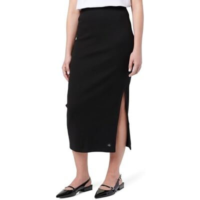 Calvin CK JEANS Dames WOVEN LABEL RIB ROK J20J225331, zwart (K zwart), M, Zwart (Ck Zwart), M Calvin CK JEANS Dames WOVEN LABEL RIB ROK J20J225331, zwart (K zwart), M, Zwart (Ck Zwart), M