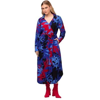 Ulla Popken Damesjurk met bloemenprint, titaniumblauw, 54/56 Grote maten Ulla Popken Damesjurk met bloemenprint, titaniumblauw, 54/56 Grote maten