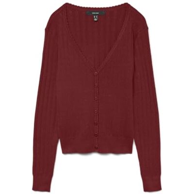 VERO MODA Vmwillow Pointelle Ls V-NCK Cardigan Boo, Syrah, L VERO MODA Vmwillow Pointelle Ls V-NCK Cardigan Boo, Syrah, L