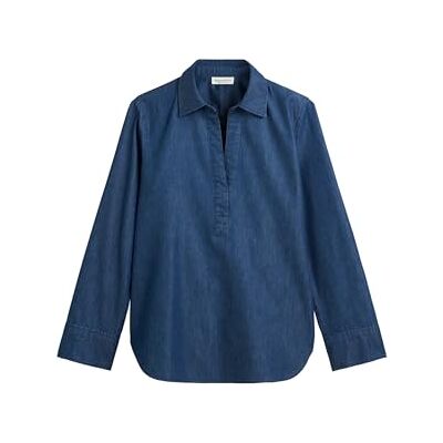 Marc O'Polo Damesblouse met V-hals, regular fit, Deep Mid Blue Wash, 32 Marc O'Polo Damesblouse met V-hals, regular fit, Deep Mid Blue Wash, 32