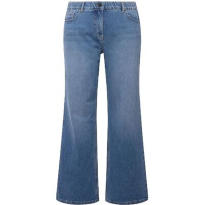 Ulla Popken Marlenejeans Mary voor dames, brede pijpen, comfortabele tailleband, biologisch katoen jeans, Denim Blauw, 38W / 30L Ulla Popken Marlenejeans Mary voor dames, brede pijpen, comfortabele tailleband, biologisch katoen jeans, Denim Blauw, 38W / 30L