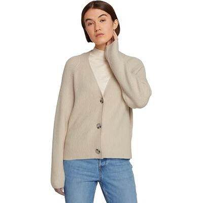 Tom Tailor Denim Dames Basic cardigan 1030000, 10336 Light Cashew Beige, L Tom Tailor Denim Dames Basic cardigan 1030000, 10336 Light Cashew Beige, L