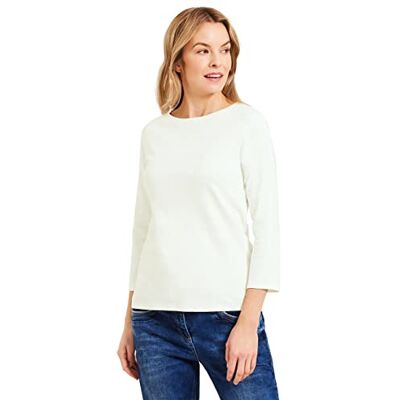 Cecil B317389 dames Basic katoenen shirt met boothals Cecil B317389 dames Basic katoenen shirt met boothals