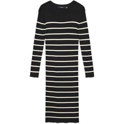 VERO MODA Vmgizelle Ls O-Neck Blk Dress Ga, zwart, XS VERO MODA Vmgizelle Ls O-Neck Blk Dress Ga, zwart, XS