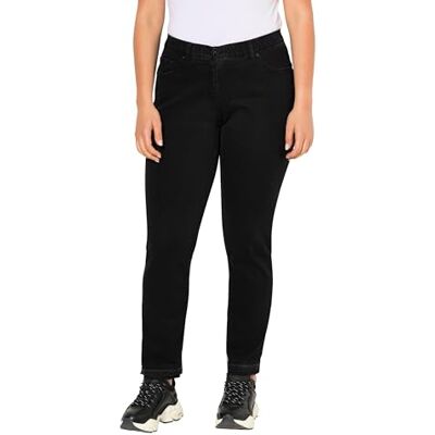Ulla Popken , Dames grote maten, jeans Sammy, met open zoom, zwart, 36W x 32L Ulla Popken , Dames grote maten, jeans Sammy, met open zoom, zwart, 36W x 32L