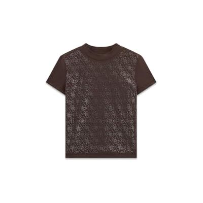 GUESS Dames Ss Mock Neck All Over 4G TEET-SHIRTSDARK KOFFIEsize S Lengte N GUESS Dames Ss Mock Neck All Over 4G TEET-SHIRTSDARK KOFFIEsize S Lengte N