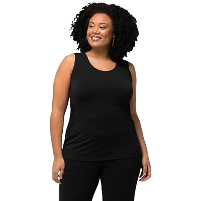 Ulla Popken Dames grote maten plus size top, ronde hals, elastaan, tot maat 66/68 zwart 42+ 701133100-42+, zwart, 42-44 Ulla Popken Dames grote maten plus size top, ronde hals, elastaan, tot maat 66/68 zwart 42+ 701133100-42+, zwart, 42-44