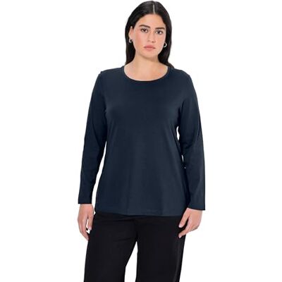 Ulla Popken Basic shirt met lange mouwen voor dames, ronde hals, Blau (71), 46/48 NL Ulla Popken Basic shirt met lange mouwen voor dames, ronde hals, Blau (71), 46/48 NL