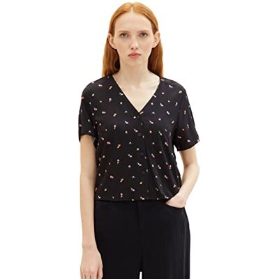 Tom Tailor Denim Damesblouse met bloemenpatroon, 31950 Small Black Flower Print, L Tom Tailor Denim Damesblouse met bloemenpatroon, 31950 Small Black Flower Print, L