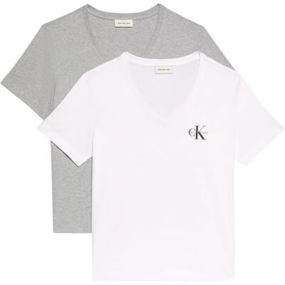 Calvin Jeans dames A- Logo VN 2 Pack Tee LV047C906G Tees, Grijs (Heroic Grey Heather), XS, Grijs (Heroic Grey Heather), XS Calvin Jeans dames A- Logo VN 2 Pack Tee LV047C906G Tees, Grijs (Heroic Grey Heather), XS, Grijs (Heroic Grey Heather), XS