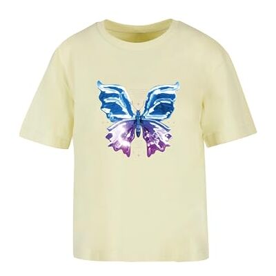 Dames T-shirt Chrome Butterfly Tee, casual T-shirt met print op de voorkant, relaxed fit, katoen, maten XS 5XL, Softyellow, XS Dames T-shirt Chrome Butterfly Tee, casual T-shirt met print op de voorkant, relaxed fit, katoen, maten XS 5XL, Softyellow, XS