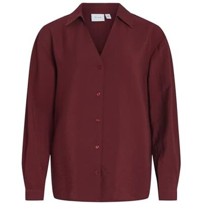VILA VIDOMIRA V-hals L/S Shirt NOOS, Cabernet, 38 VILA VIDOMIRA V-hals L/S Shirt NOOS, Cabernet, 38