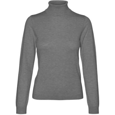 VERO MODA VMIRIS LS trui met rolhals GA NOOS, Medium grijs (grey melange), S VERO MODA VMIRIS LS trui met rolhals GA NOOS, Medium grijs (grey melange), S