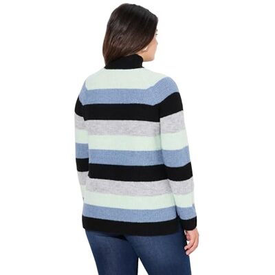 Ulla Popken Dames grote maten grote maten plussize truien, strepen, opstaande kraag, raglan-lange mouwen 834564, mintgroen, 46-48 Ulla Popken Dames grote maten grote maten plussize truien, strepen, opstaande kraag, raglan-lange mouwen 834564, mintgroen, 46-48