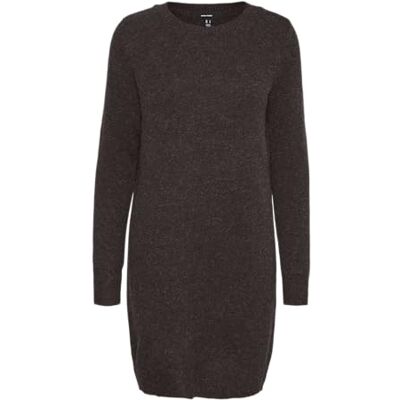 VERO MODA Vmdoffy Ls O-Neck Dress Ga Noos gebreide jurk voor dames, Chocolate taart/Detail: w. Black Melange, XS VERO MODA Vmdoffy Ls O-Neck Dress Ga Noos gebreide jurk voor dames, Chocolate taart/Detail: w. Black Melange, XS
