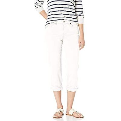 NYDJ womens Marilyn Straight Crop Cuff Cropped Slimming Jeans, Optic White, 0 US NYDJ womens Marilyn Straight Crop Cuff Cropped Slimming Jeans, Optic White, 0 US
