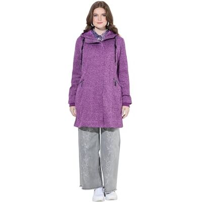 Ulla Popken Damesjas, grote maten, plussize, gebreide fleecejas, capuchon, 2-weg-ritssluiting, lila, 46-48 Ulla Popken Damesjas, grote maten, plussize, gebreide fleecejas, capuchon, 2-weg-ritssluiting, lila, 46-48