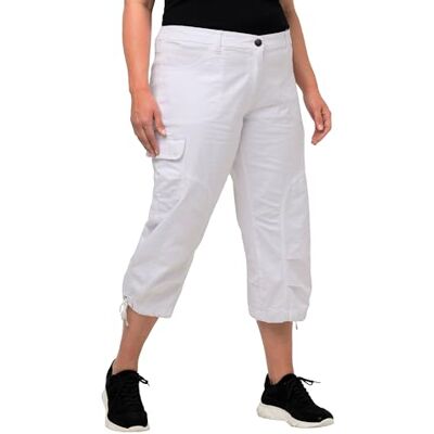 Ulla Popken Dameskleding Plus Size Curvy Stretch Katoen Cargo Crop Broek 799192, Sneeuwwitje, 42 Regular Ulla Popken Dameskleding Plus Size Curvy Stretch Katoen Cargo Crop Broek 799192, Sneeuwwitje, 42 Regular